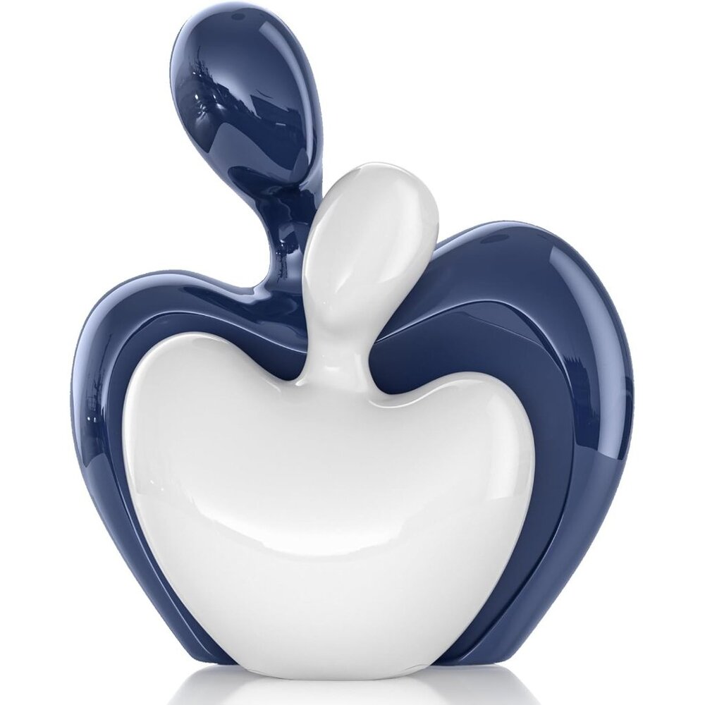 🆕Blue White Mini Hugging Couple Statue Ceramic Lover Figurine Home Decor